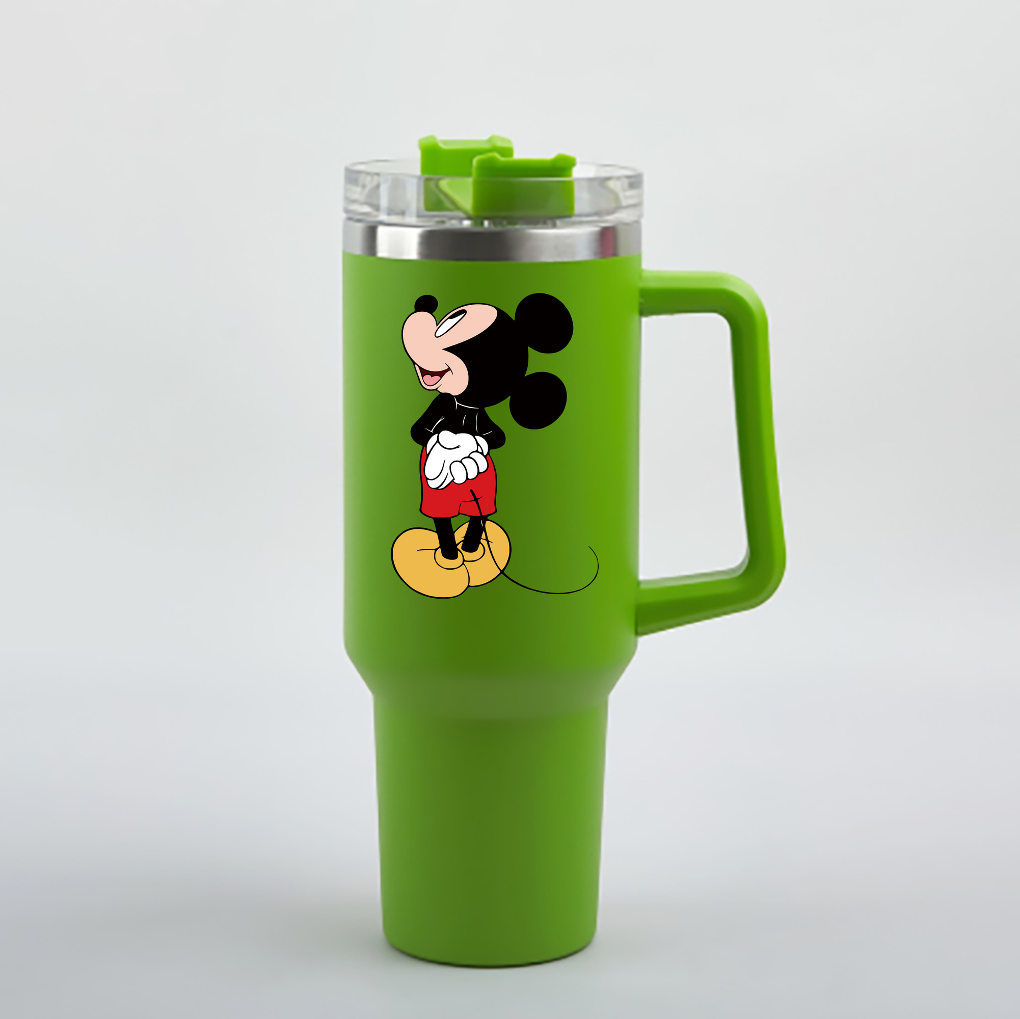 （画像用） ミッキーマウス Mickey Mouse 1200mL車用タンブラー - クリスタルステッカー（プラスチックストロー付き）